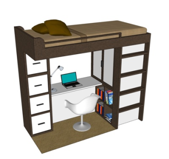 新中式儿童床su模型