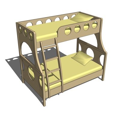现代儿童床su模型