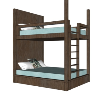 新中式儿童床su模型