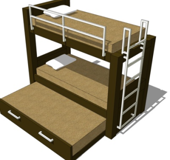 新中式儿童床su模型