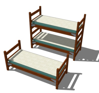 新中式儿童床su模型
