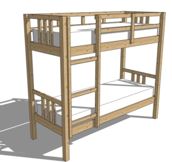 新中式儿童床su模型
