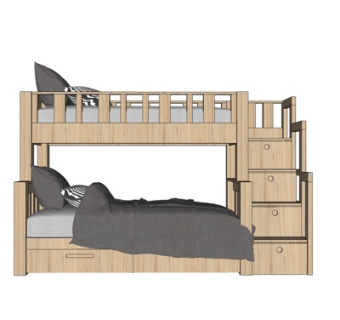 新中式儿童床su模型