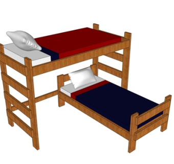 新中式儿童床su模型