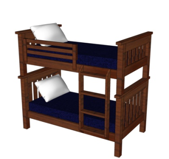 新中式儿童床su模型