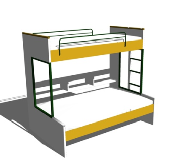现代儿童床su模型