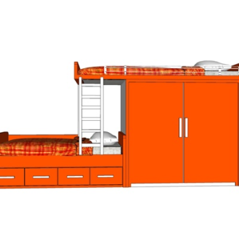 现代儿童床su模型