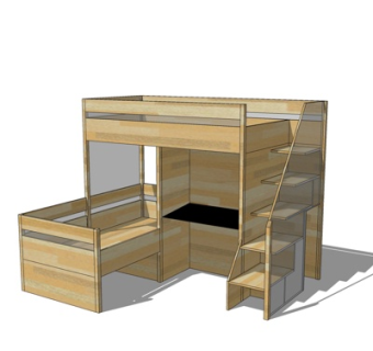 新中式儿童床su模型