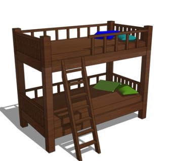 现代儿童床su模型