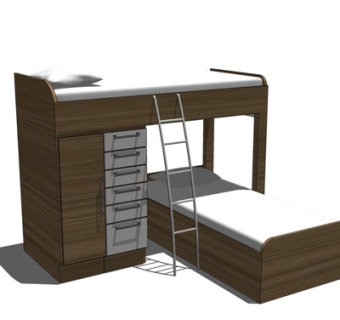 新中式儿童床su模型