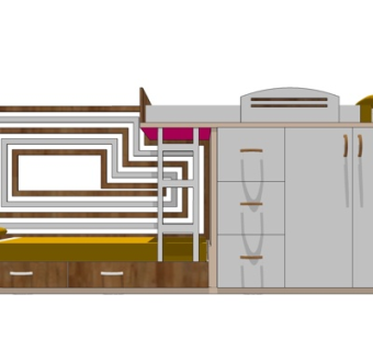 现代儿童床su模型