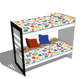 新中式儿童床su模型