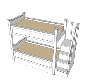 美式儿童床su模型