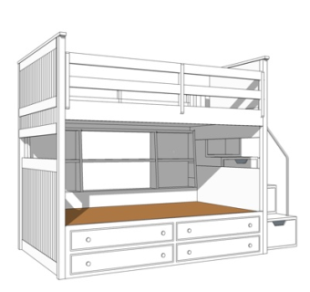 美式儿童床su模型