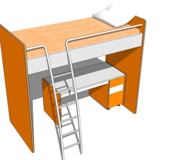 北欧儿童床su模型