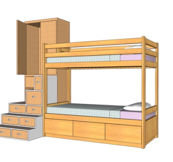 现代儿童床su模型