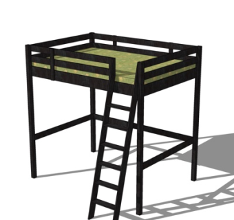 新中式儿童床su模型
