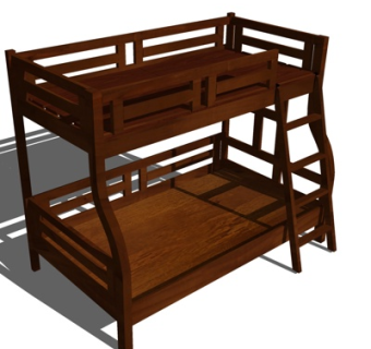 新中式儿童床su模型
