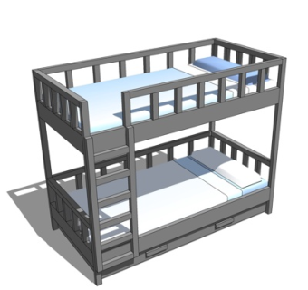 现代儿童床su模型