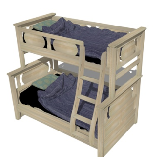 新中式儿童床su模型