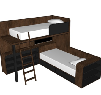 北欧儿童床su模型