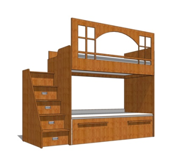 北欧儿童床su模型