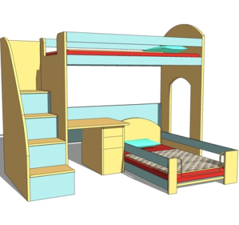 北欧儿童床su模型