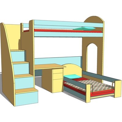 北欧儿童床su模型