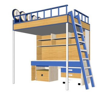 现代儿童床su模型