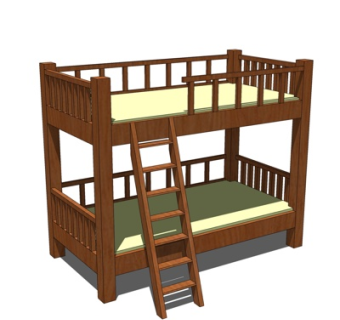 现代儿童床su模型