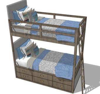 新中式儿童床su模型