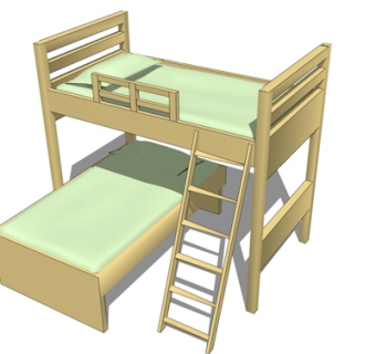 现代儿童床su模型