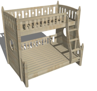 简欧儿童床su模型