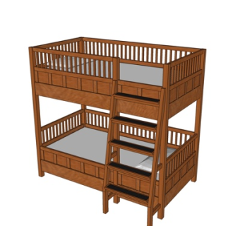 新中式儿童床su模型