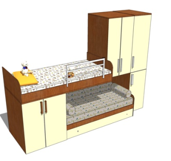 现代儿童床su模型
