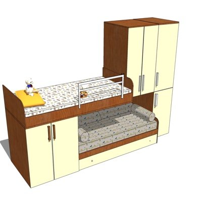现代儿童床su模型