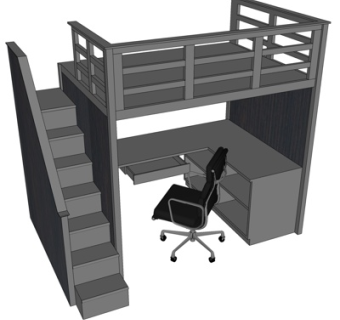 现代儿童床su模型