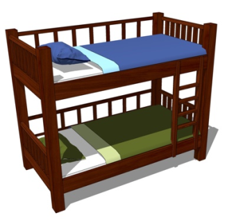 新中式儿童床su模型