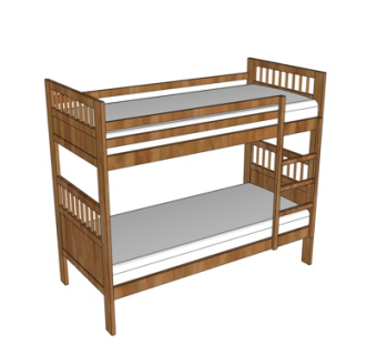 新中式儿童床su模型