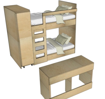 现代儿童床su模型