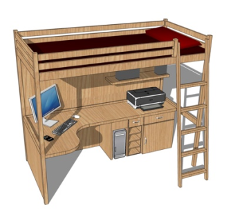 北欧儿童床su模型