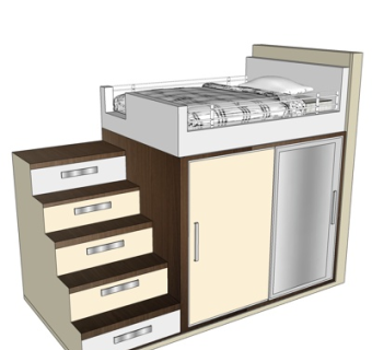 新中式儿童床su模型