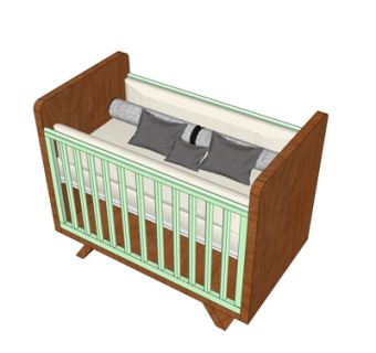 北欧儿童床su模型