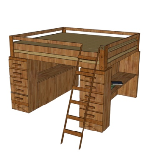 北欧儿童床su模型