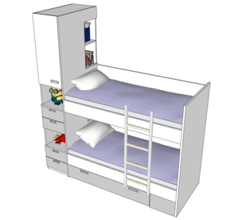 现代儿童床su模型