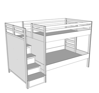 现代儿童床su模型