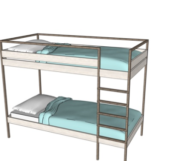 北欧儿童床su模型