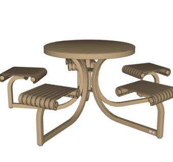 简欧休闲桌椅su模型