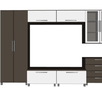 现代实木电视柜su模型