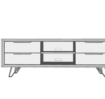 现代实木电视柜su模型